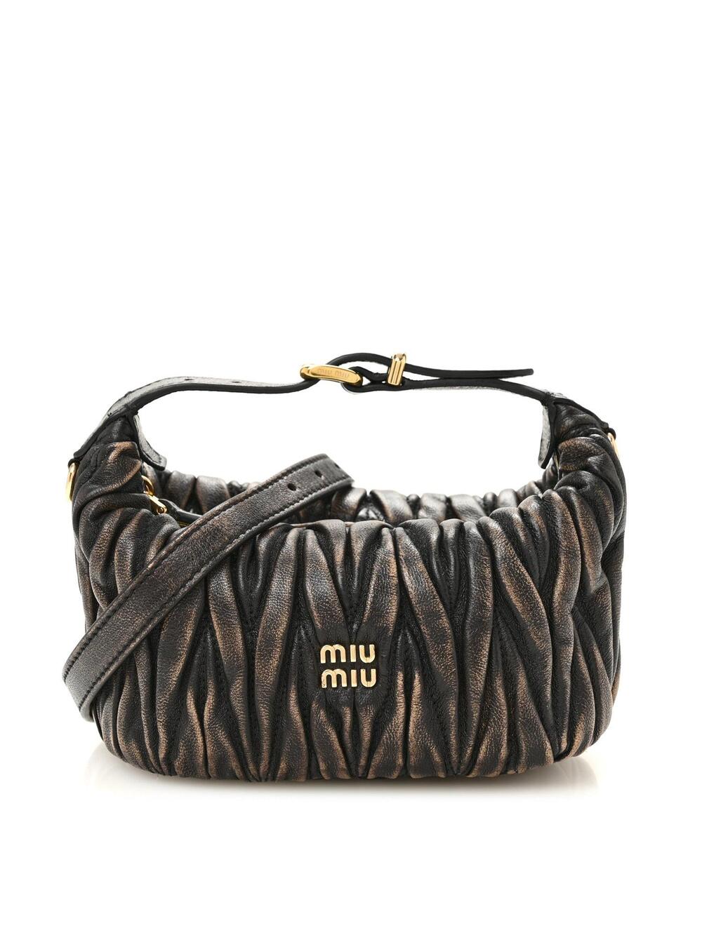 Miu Nappa Matelasse Pouch Sand #368239M15B